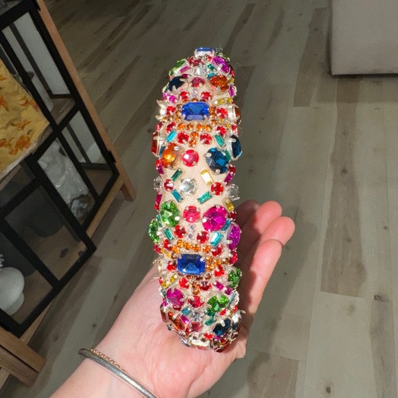 Jennifer Behr Mimi Embellished Headband colorful rainbow silk jewels - Picture 11 of 14